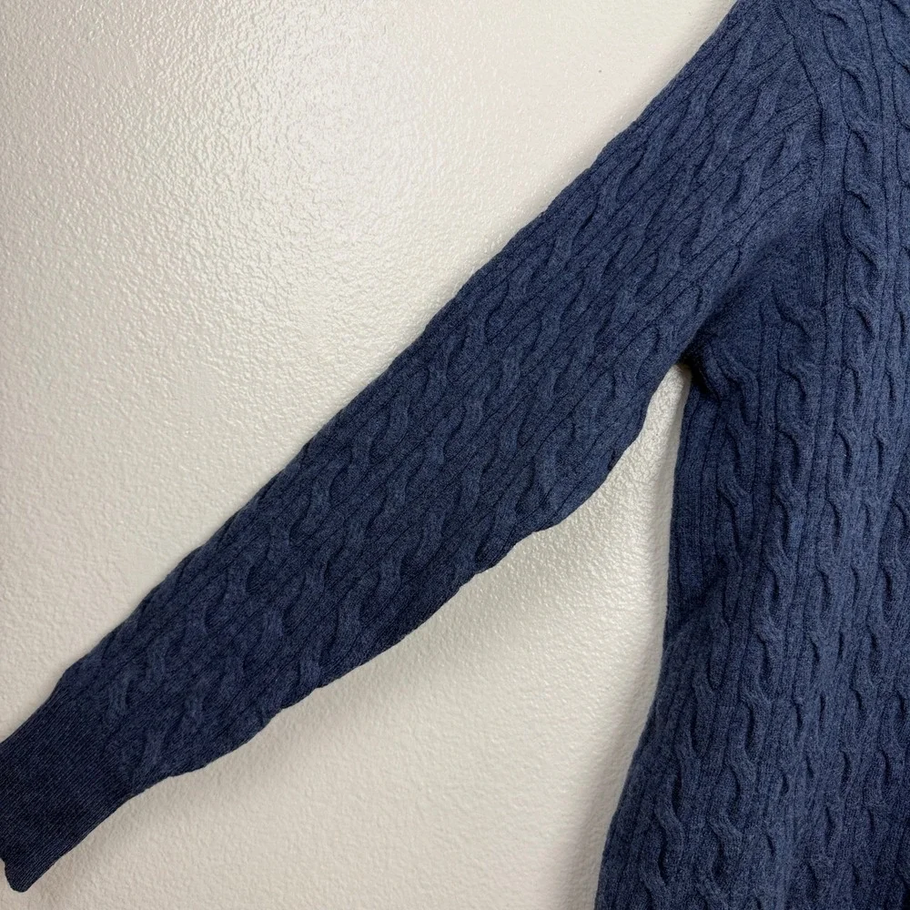Peter Millar Sweater Mens Small Blue Merino Wool Cable Knit Henley Pullover
